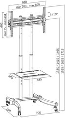 LogiLink Laisvai stovinti rankena 37-70 max 40kg, VESA 600x400 hinta ja tiedot | TV-seinätelineet | hobbyhall.fi