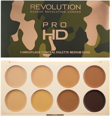 Makeup Revolution Pro HD Camouflage - meikkipaletti kasvojen muotoiluun. Tuotteen koko on 10 g, ja tuotteen väri on sävyltään keskitumma. hinta ja tiedot | Meikkivoiteet ja puuterit | hobbyhall.fi