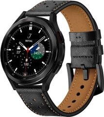 LEATHER Samsung Galaxy Watch - älykellon hihna. 4 / 5 / 5 PRO (40 / 42 / 44 / 45 / 46 MM), musta. hinta ja tiedot | Älykellojen ja aktiivisuusrannekkeiden lisätarvikkeet | hobbyhall.fi