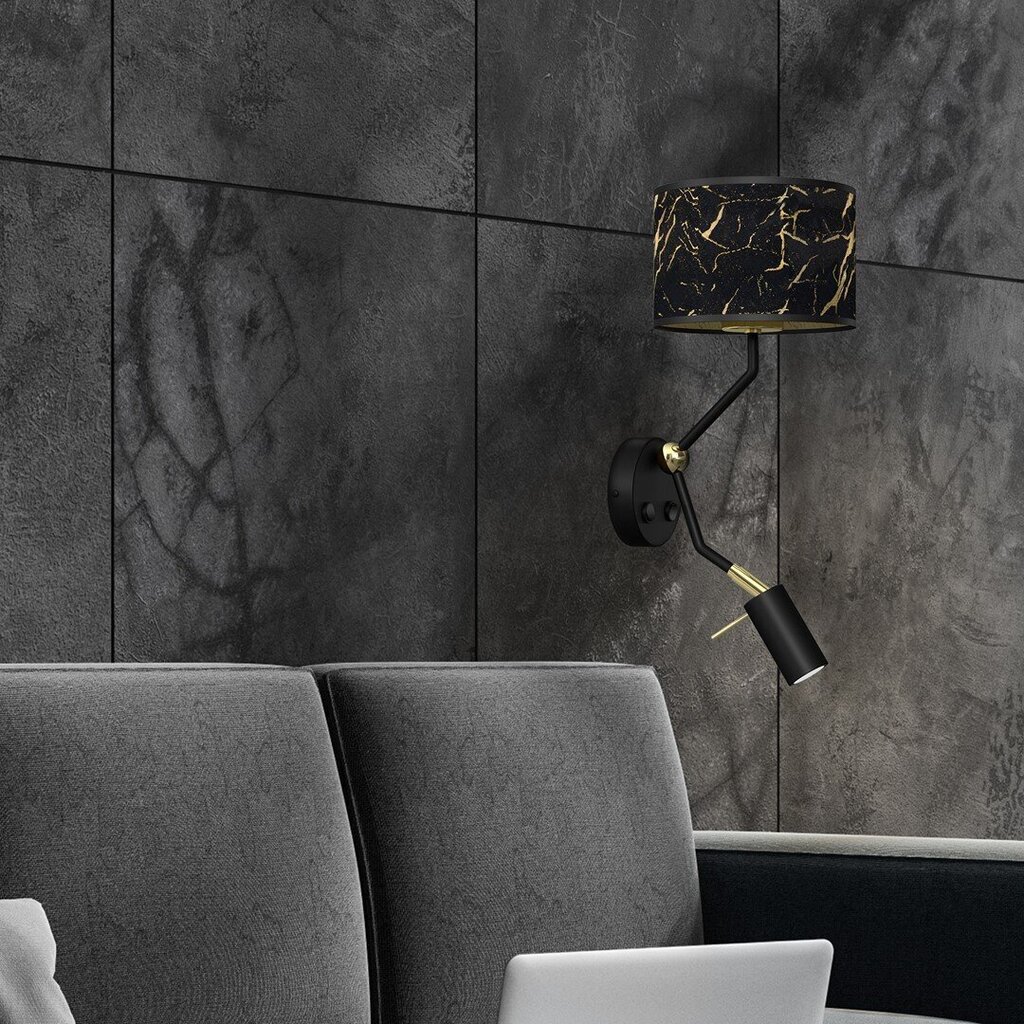 Senso-seinävalaisin, 1 x E27 + 1 x minilamppu GU10, musta / kulta hinta ja tiedot | Seinävalaisimet | hobbyhall.fi