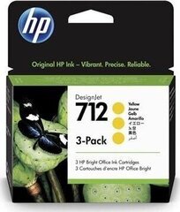 HP mustekasetti 3ed79a, hp 712, keltainen, 29 ml hinta ja tiedot | Mustekasetit | hobbyhall.fi