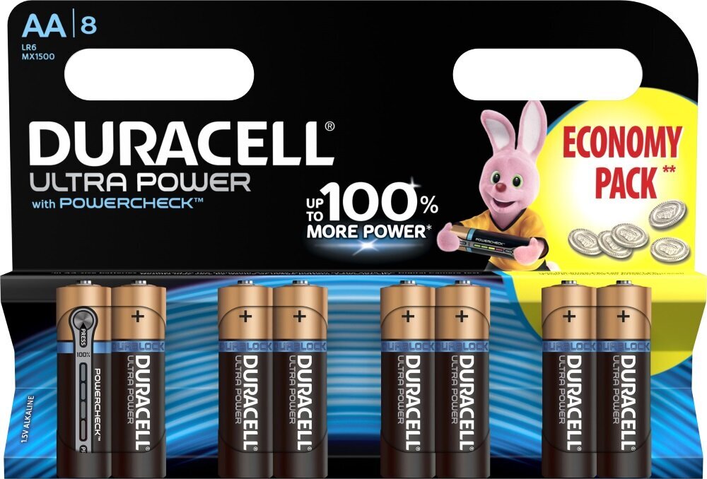 Paristot DURACELL ULTRA AA, 8kpl. hinta ja tiedot | Paristot | hobbyhall.fi