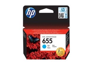 HP 655 Alkuperäinen syaani 1 kpl. hinta ja tiedot | Mustekasetit | hobbyhall.fi