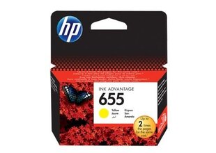 HP 655 Original Yellow 1 kpl. hinta ja tiedot | Mustekasetit | hobbyhall.fi