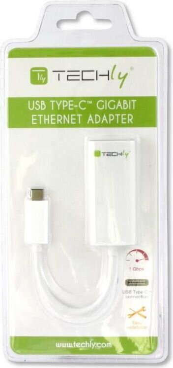 Techly USB-C 3.1 RJ45 Gigabit 10/100/1000 -verkkokorttisovitin hinta ja tiedot | Adapterit | hobbyhall.fi