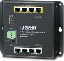 PLANET WGS-804HP verkkokytkin Hallitsematon L2 Gigabit Ethernet (10/100/1000) Virta Ethernetin kautta (PoE) Musta hinta ja tiedot | Verkkokytkimet | hobbyhall.fi