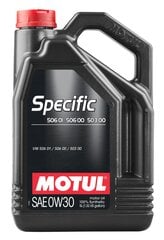 Motul Specific 506 01 506 00 503 00 0W30 moottoriöljy, 106437, 5 l. hinta ja tiedot | Moottoriöljyt | hobbyhall.fi