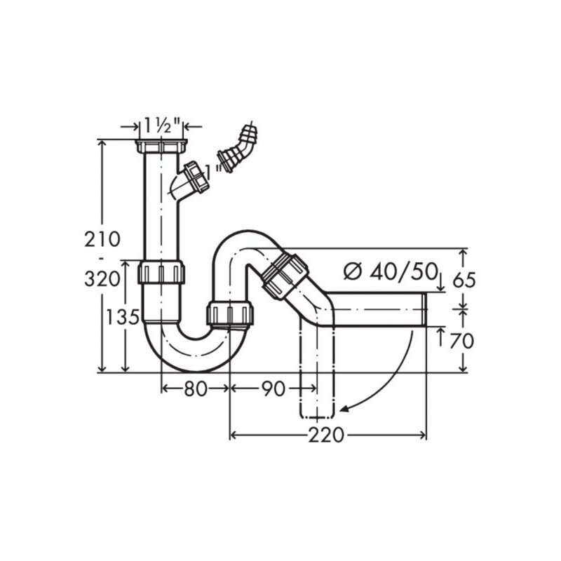 Lappo Viega 101 206 -liitännällä, 1,1 / 2x50 mm. hinta ja tiedot | Vesilukot | hobbyhall.fi