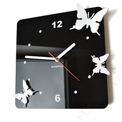 Seinäkello 3D-perhosilla, musta hinta ja tiedot | Kellot | hobbyhall.fi