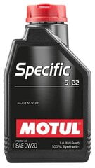 Motul Specific 5122 0W20 moottoriöljy, 107304, 1 l hinta ja tiedot | Moottoriöljyt | hobbyhall.fi