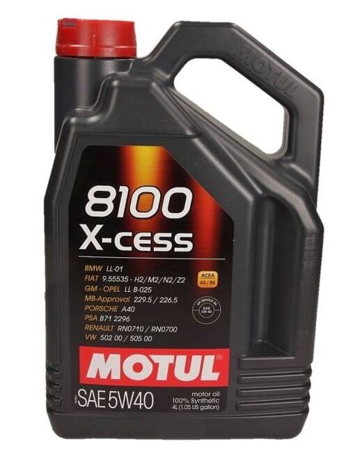 Synteettinen öljy Motul 8100, X-cess 5W40, 4 L, 104256 hinta ja tiedot | Moottoriöljyt | hobbyhall.fi