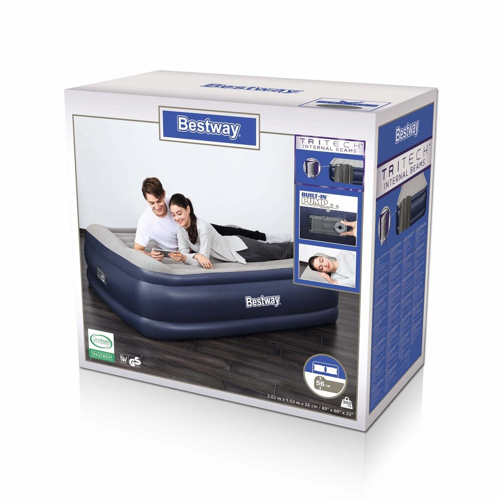 Ilmatäytteinen patja Bestway Tritech Queen 203x152x56 cm, integroidulla pumpulla hinta ja tiedot | Ilmapatjat | hobbyhall.fi