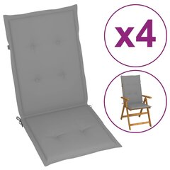Nojatuolin tyynyt, 4kpl, harmaa, 120x50x4cm hinta ja tiedot | Istuintyynyt, pehmusteet ja päälliset | hobbyhall.fi