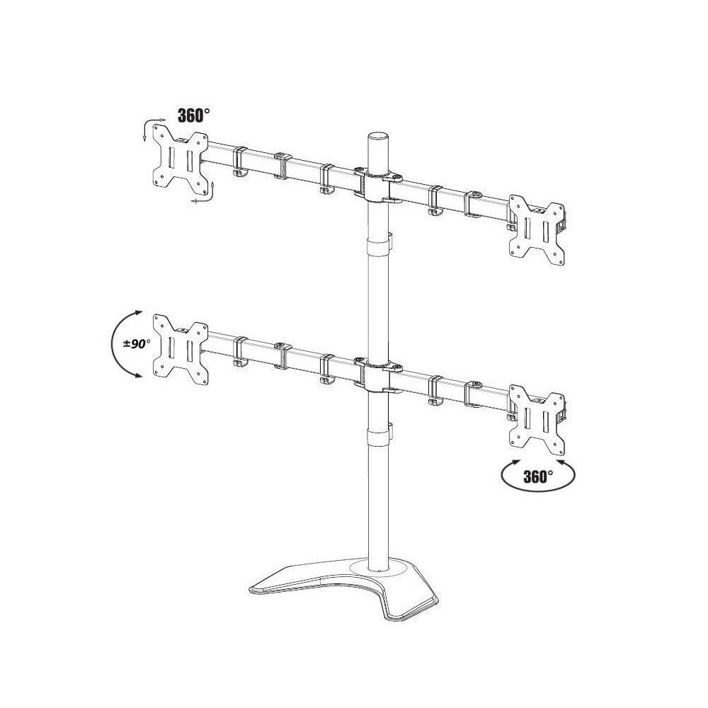 Pöytäkiinnike 4 näytölle Techly 13-27", jopa 40kg, musta, säädettävä hinta ja tiedot | TV-seinätelineet | hobbyhall.fi