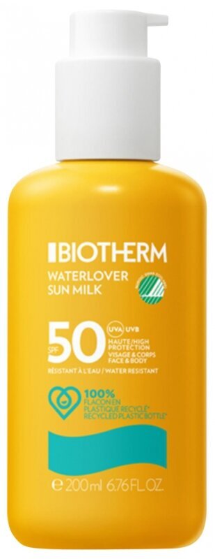 Aurinkovoide kasvoille ja vartalolle Biotherm Waterlover Sun Milk SPF50, 200 ml hinta ja tiedot | Aurinkovoiteet | hobbyhall.fi