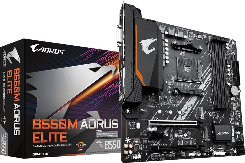 Gigabyte B550M AORUS ELITE hinta ja tiedot | Emolevyt | hobbyhall.fi