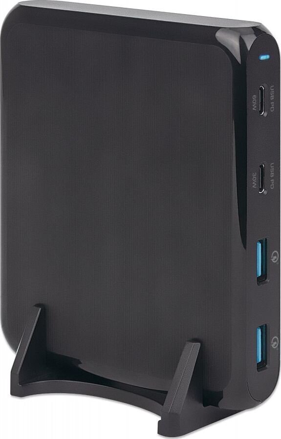 Latausasema Manhattan 1x USB-C PD 60W, 1x USB-C PD 30W, 2x USB-A, musta hinta ja tiedot | Puhelimen laturit | hobbyhall.fi