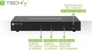 Jungiklis Techly DisplayPort/USB 2x1 kaksoispään video 4K * 30Hz KVM hinta ja tiedot | Verkkokytkimet | hobbyhall.fi