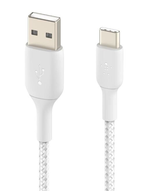 Belkin Punottu USB-C USB-A, 3m, valkoinen hinta ja tiedot | Puhelinkaapelit | hobbyhall.fi