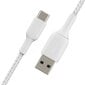 Belkin Punottu USB-C USB-A, 3m, valkoinen hinta ja tiedot | Puhelinkaapelit | hobbyhall.fi