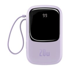 Baseus Qpow digitaalinen näyttö PowerBank 20000mAh 20W USB/USB tyyppi C/Lightning kaapeli Pikalataus SCP AFC FCP violetti (PPQD-H05) hinta ja tiedot | Varavirtalähteet | hobbyhall.fi