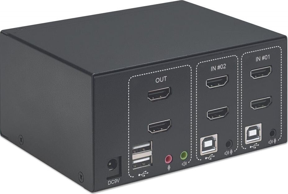 KVM-kytkin Manhattan HDMI/USB 2x1 Dual-Monitor Video 4K*30Hz 4K*30Hz hinta ja tiedot | Verkkokytkimet | hobbyhall.fi