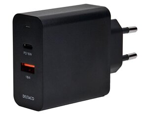 Deltaco : USB 1x. USB-C PD 18 W, 1x USB-A 18 W, 36 W. hinta ja tiedot | Puhelimen laturit | hobbyhall.fi