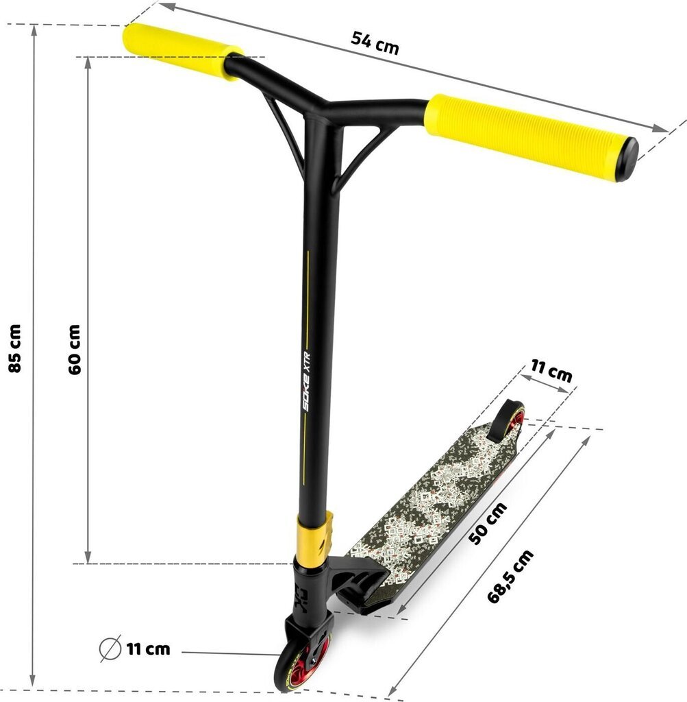 Trick-Potkulauta Soke XTR, keltainen hinta ja tiedot | Potkulaudat | hobbyhall.fi