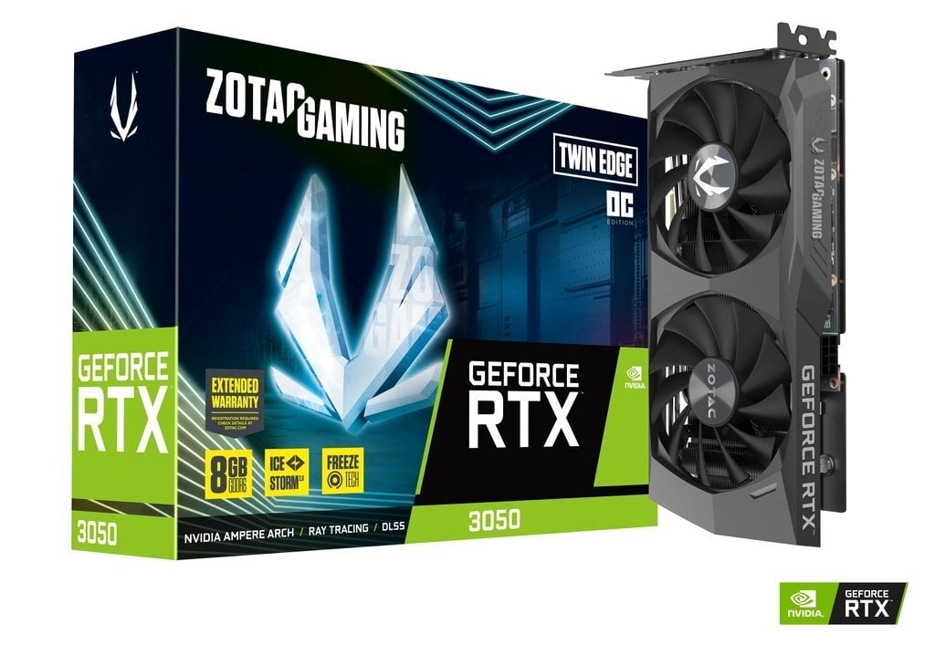 Zotac Gaming GeForce RTX 3050 Twin Edge OC - graphics card - GF RTX 3050 - 8 GB hinta ja tiedot | Näytönohjaimet | hobbyhall.fi
