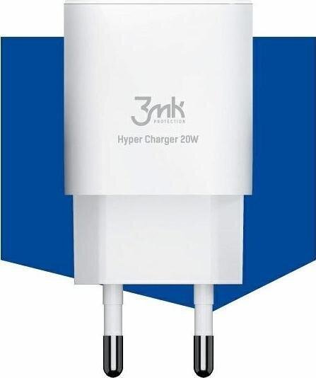 Laturi Borofone 3MK HyperCharger 20W 1xUSB-C + 1xUSB-A PD / QC valkoinen hinta ja tiedot | Puhelimen laturit | hobbyhall.fi