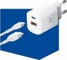 Laturi Borofone 3MK HyperCharger 20W 1xUSB-C + 1xUSB-A PD / QC valkoinen hinta ja tiedot | Puhelimen laturit | hobbyhall.fi