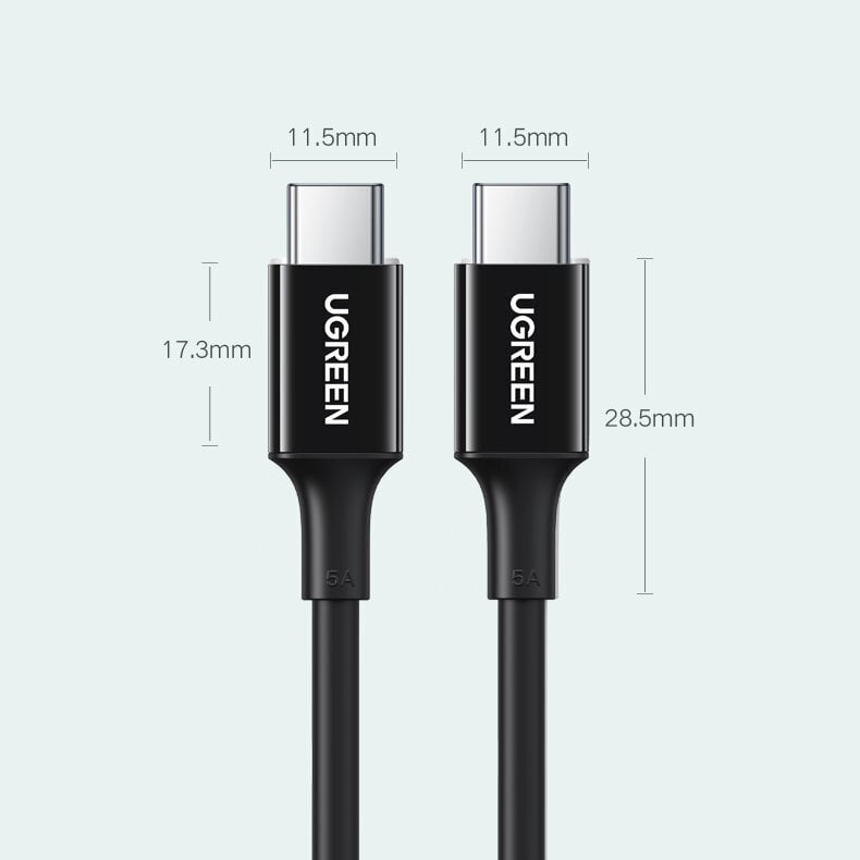 Ugreen-kaapeli USB Type C - USB Type C PD 100W 5A 2m valkoinen (US300) hinta ja tiedot | Puhelinkaapelit | hobbyhall.fi