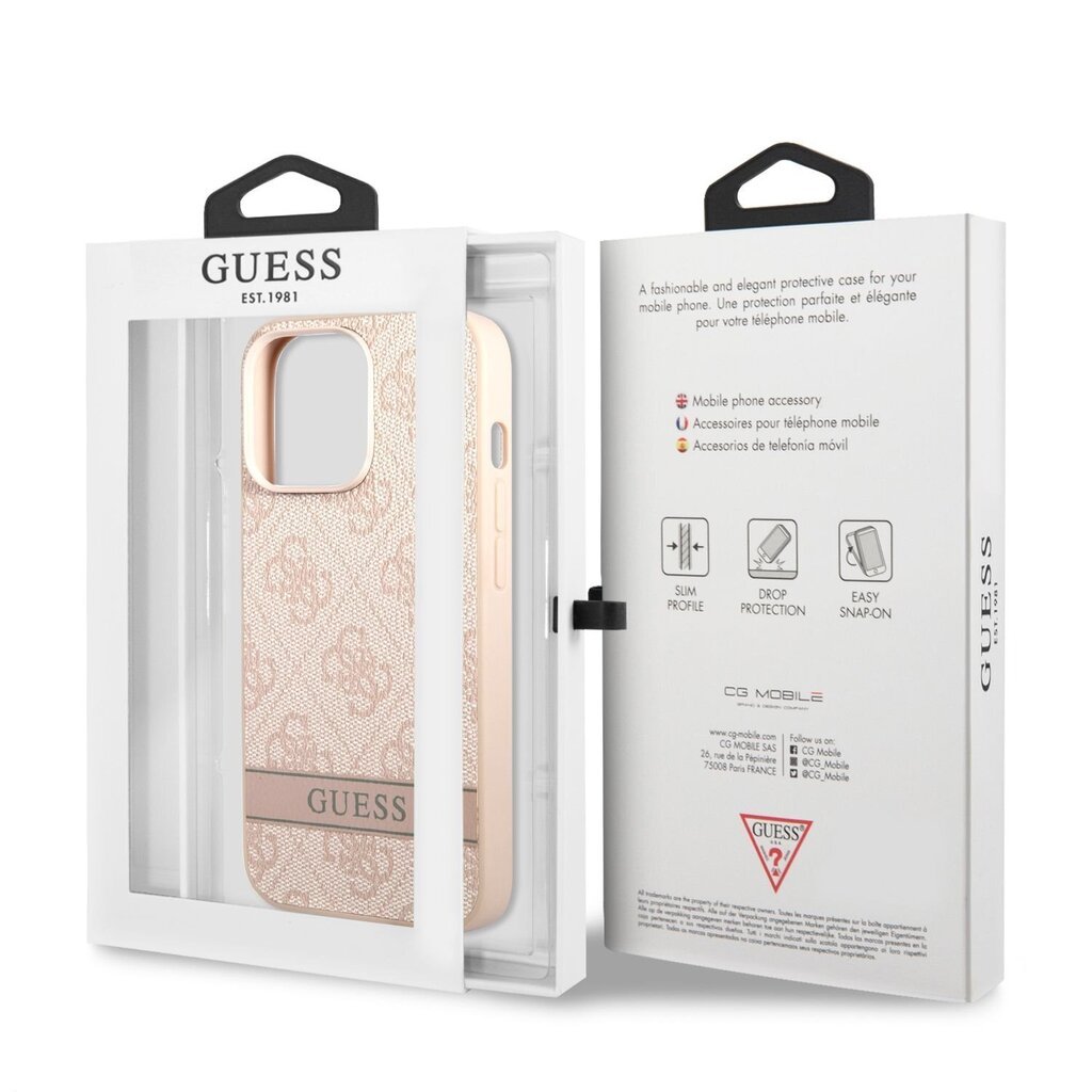 Guess PU 4G Stripe kotelo iPhone 13 Pro, vaaleanpunainen hinta ja tiedot | Puhelimen kuoret ja kotelot | hobbyhall.fi