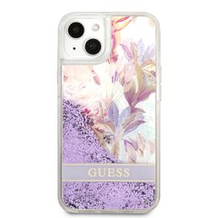 Guess Liquid Glitter Flower kotelo iPhone 13 mini, violetti. hinta ja tiedot | Puhelimen kuoret ja kotelot | hobbyhall.fi