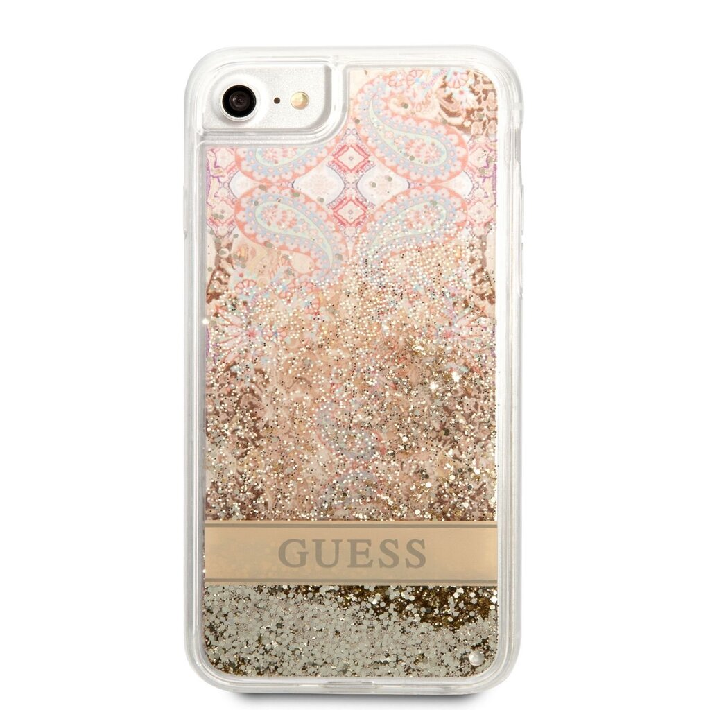 Guess Liquid Glitter Paisley kotelo iPhonelle 7/8/SE2020/SE2022, Kulta. hinta ja tiedot | Puhelimen kuoret ja kotelot | hobbyhall.fi