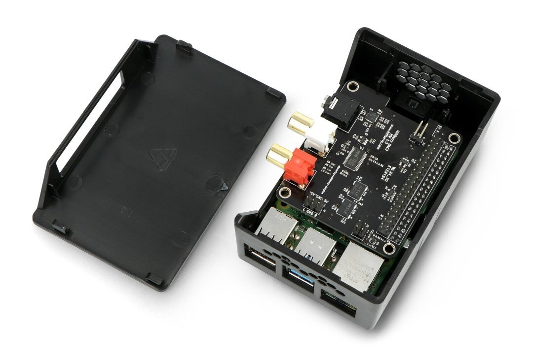 Kotelo HighPi Pro Raspberry Pi 4B ja HiFiBerry - universaali musta hinta ja tiedot | Mikrokontrollerit | hobbyhall.fi