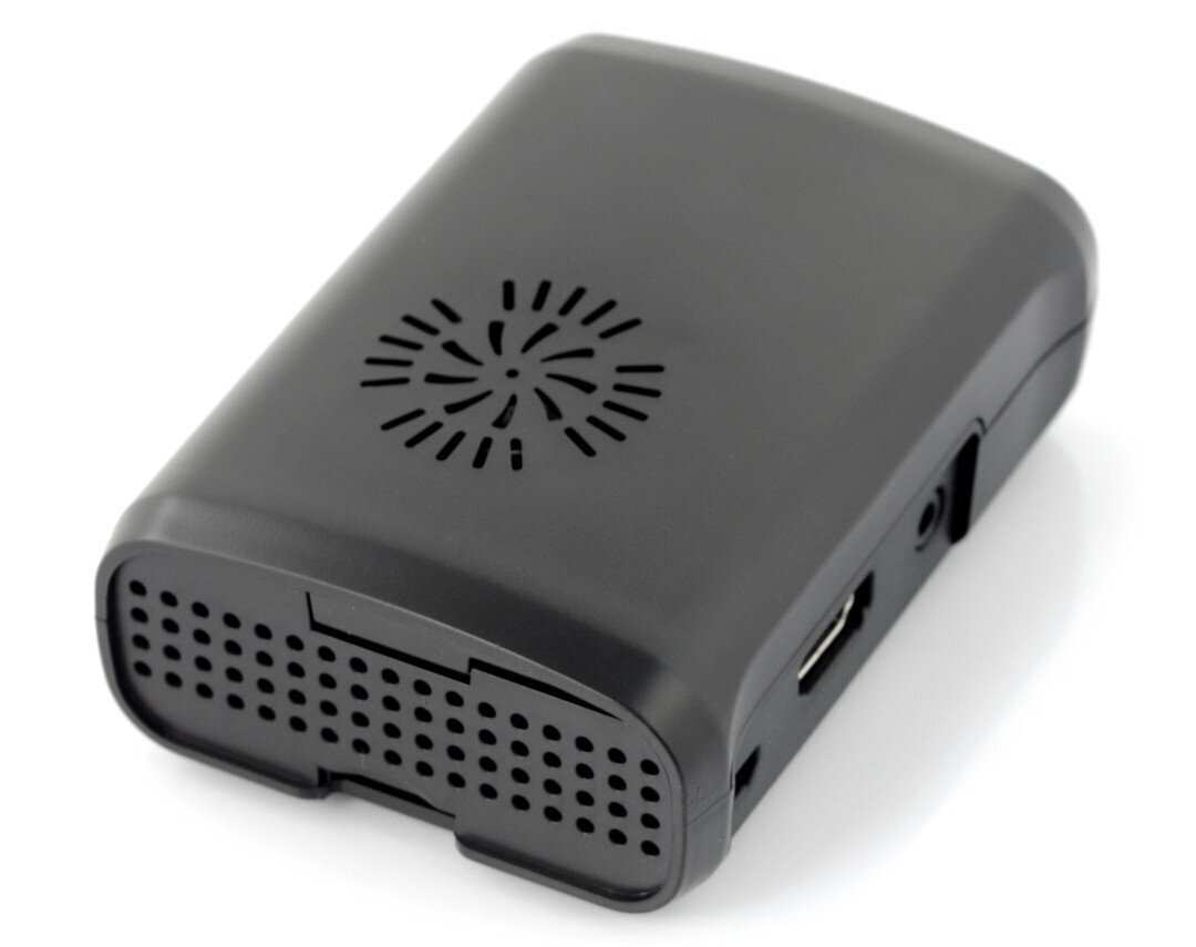 Kotelo Raspberry Pi Model 3B+/3B/2B - musta tuulettimen kanssa hinta ja tiedot | Mikrokontrollerit | hobbyhall.fi