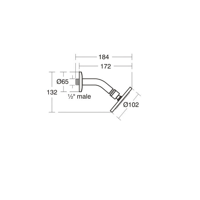 Idealrain-suihkupää Ø100 mm silikonisuuttimilla ja polvi 118 mm, kromi B9436AA hinta ja tiedot | Suihkupäät ja tarvikkeet | hobbyhall.fi