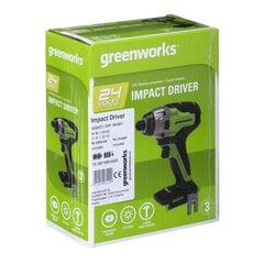 Greenworks - Akkukäyttöinen porakone, 24V. GD24ID3 3802807. hinta ja tiedot | Greenworks Sähkötyökalut | hobbyhall.fi
