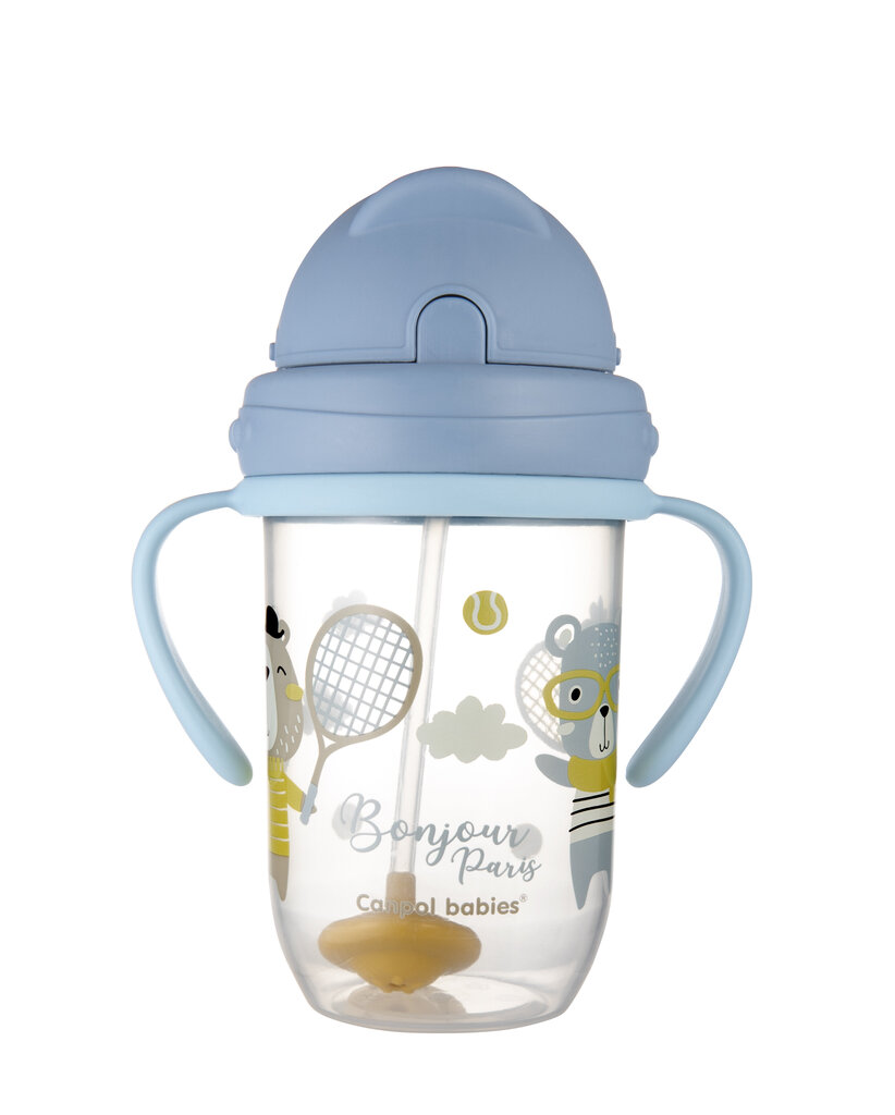 Ei-nestemäinen pullo pillillä Canpol Babies BONJOUR PARIS, 6 kuukautta+, 270 ml, sininen, 56/607_blu hinta ja tiedot | Tuttipullot ja tarvikkeet | hobbyhall.fi