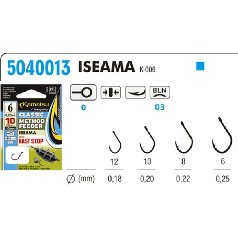 Koukut hihnalla KAMATSU Iseama Method Feeder Fast 10cm nro.12 hinta ja tiedot | Ongenkoukut | hobbyhall.fi