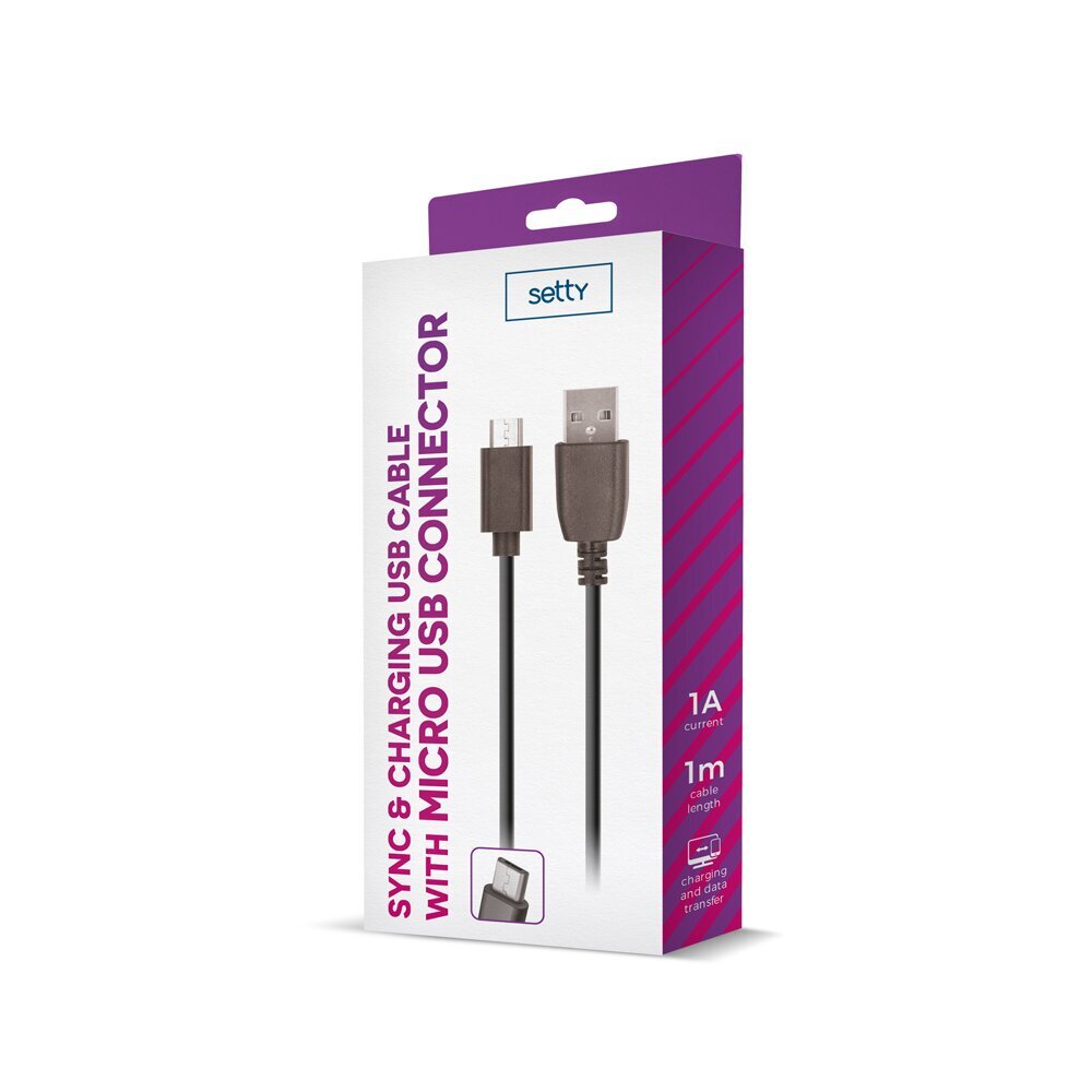 Maxlife cable USB - microUSB 1,0 m 1A musta hinta ja tiedot | Puhelinkaapelit | hobbyhall.fi