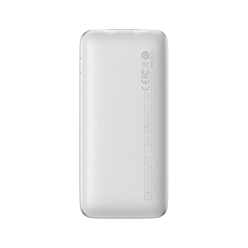 Varavirtalähde Baseus Bipow Pro powerbank 10000mAh 22.5W + USB 3A kaapeli 0.3m valkoinen (PPBD040002) hinta ja tiedot | Varavirtalähteet | hobbyhall.fi