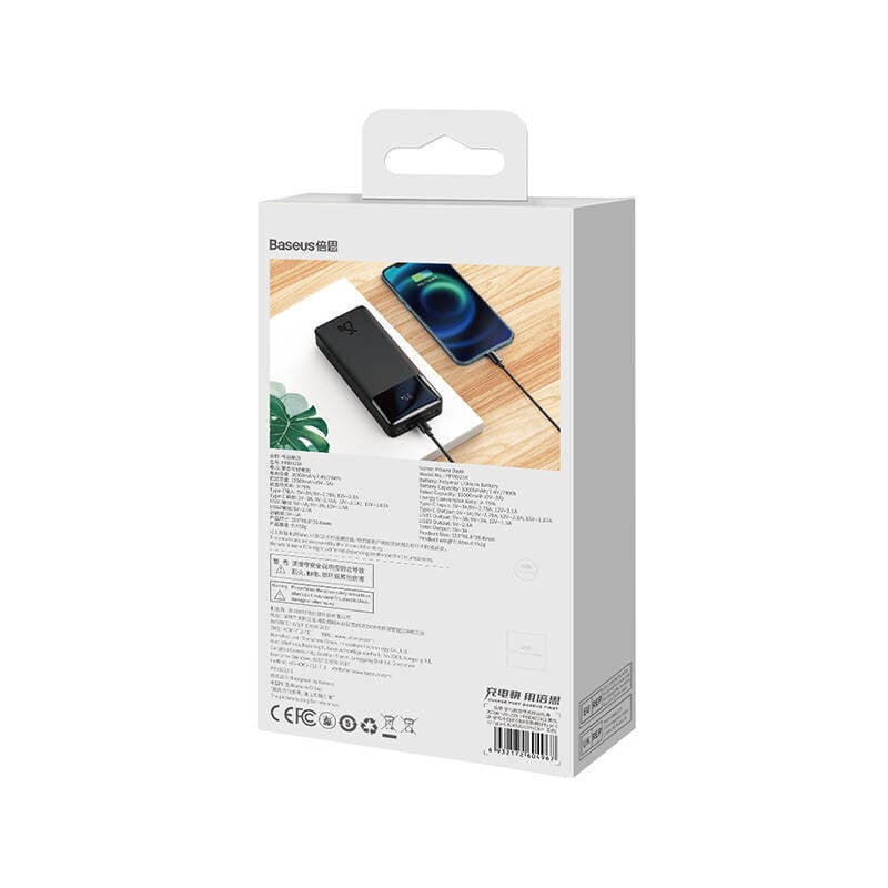 Ulkoinen akku varavirtalähde Power Bank Baseus Bipow Type-C PD+2xUSB 25W 20000mAh 20000mAh LCD musta PPBD020301 hinta ja tiedot | Varavirtalähteet | hobbyhall.fi