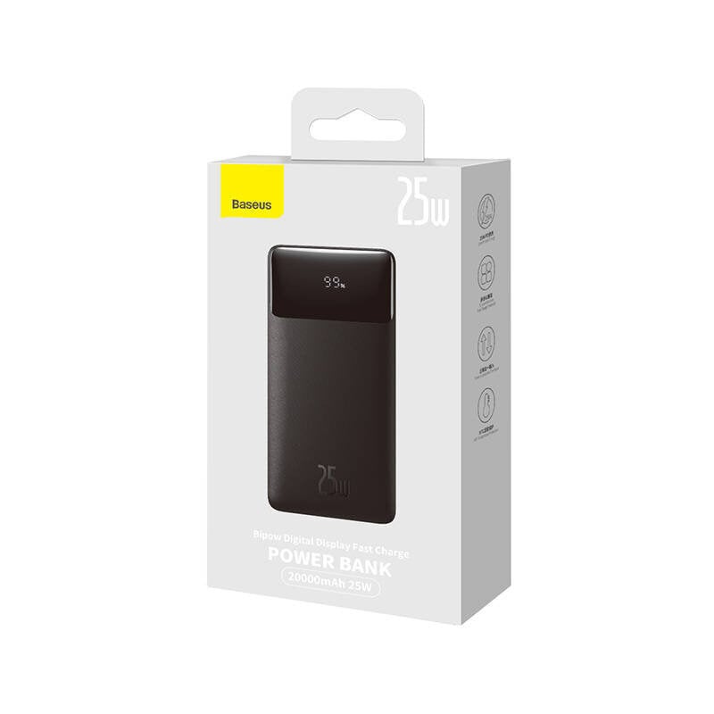 Ulkoinen akku varavirtalähde Power Bank Baseus Bipow Type-C PD+2xUSB 25W 20000mAh 20000mAh LCD musta PPBD020301 hinta ja tiedot | Varavirtalähteet | hobbyhall.fi