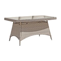 Pöytä EDEN 150x100xH74cm, beige, lasi, muovipunos, alumiini hinta ja tiedot | Puutarhapöydät | hobbyhall.fi