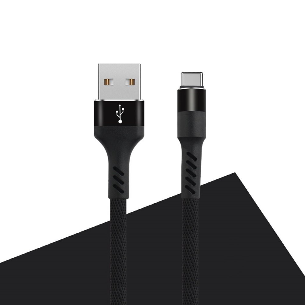 Maxlife MXUC-01 kaapeli USB - USB-C 1.0 m 2A musta nylon musta hinta ja tiedot | Puhelinkaapelit | hobbyhall.fi