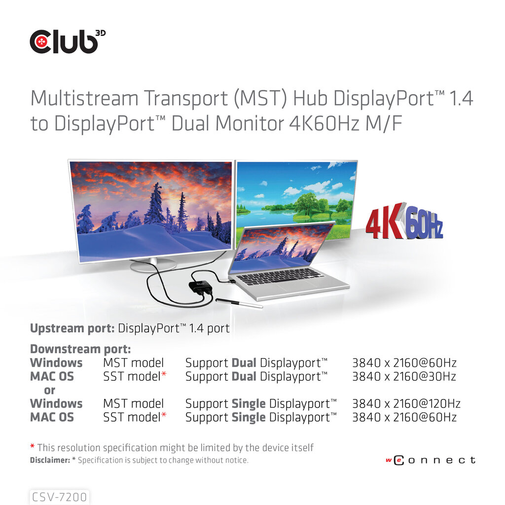 Hub Club 3D CSV-7220 hinta ja tiedot | Adapterit | hobbyhall.fi