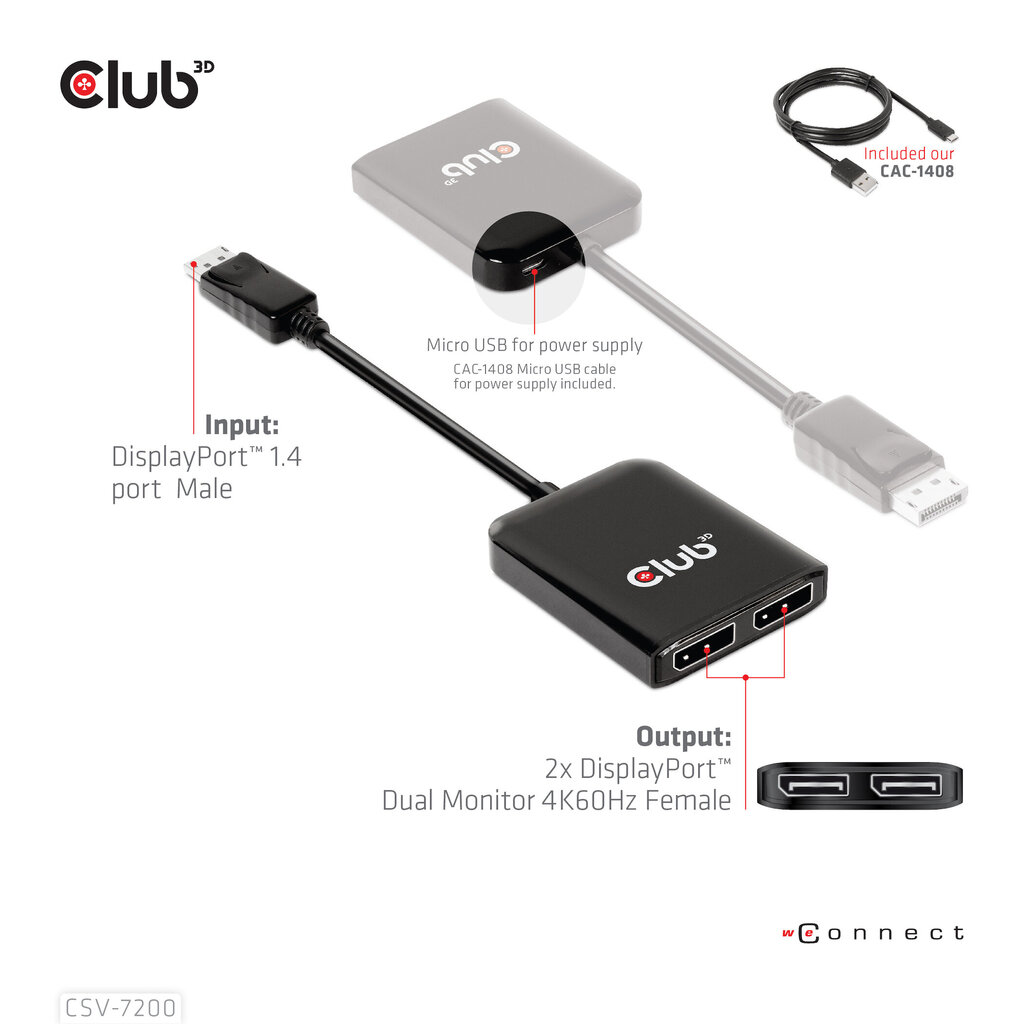 Hub Club 3D CSV-7220 hinta ja tiedot | Adapterit | hobbyhall.fi