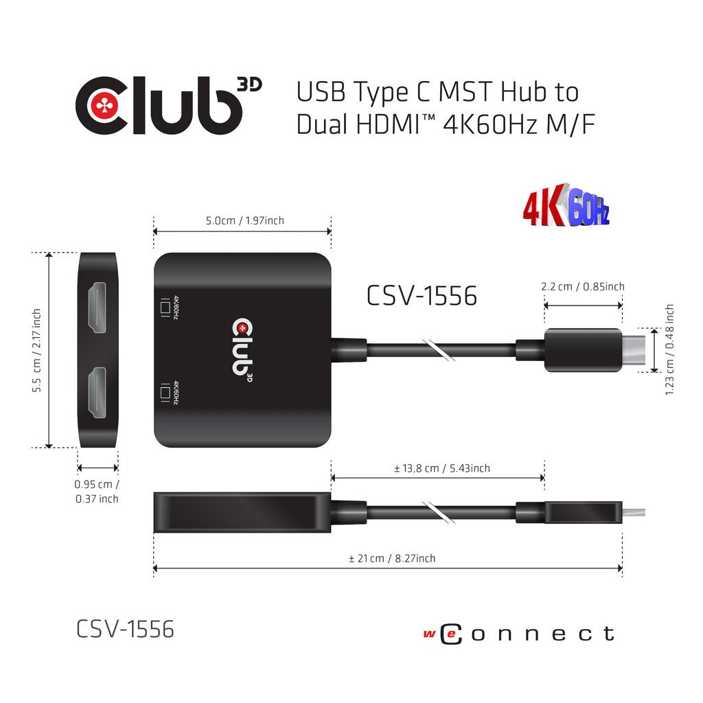 Hub Club 3D CSV-1556 hinta ja tiedot | Adapterit | hobbyhall.fi